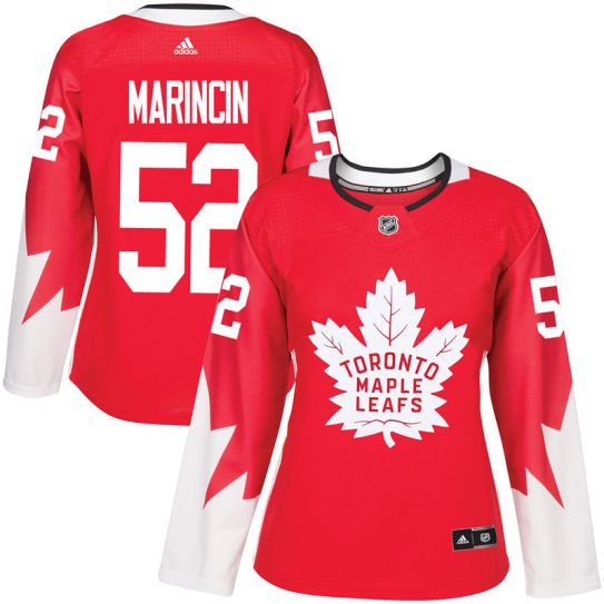 2017 NHL Toronto Maple Leafs women #52 Martin Marincin red jersey->women nhl jersey->Women Jersey